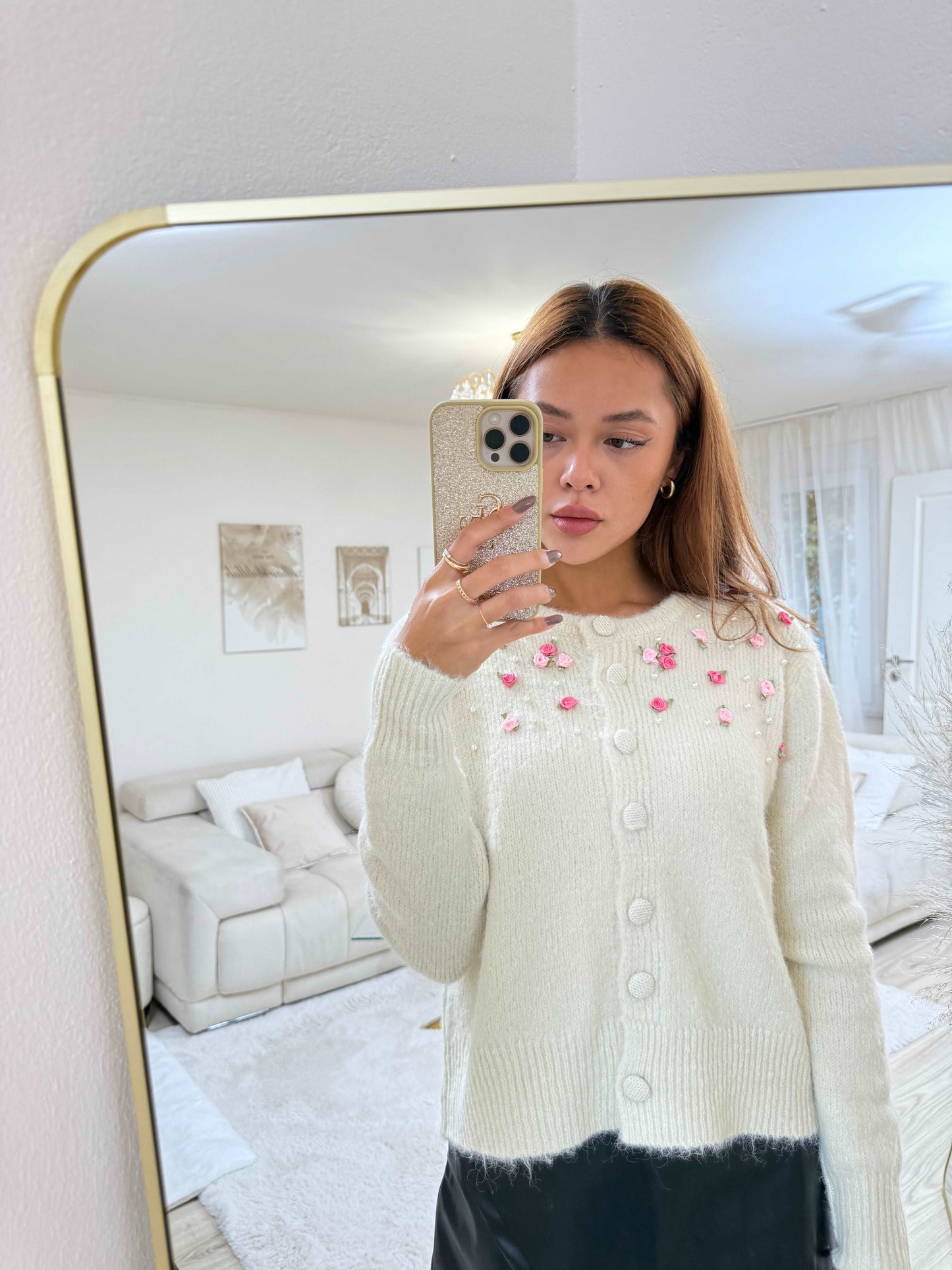 Blumen-Strickjacke