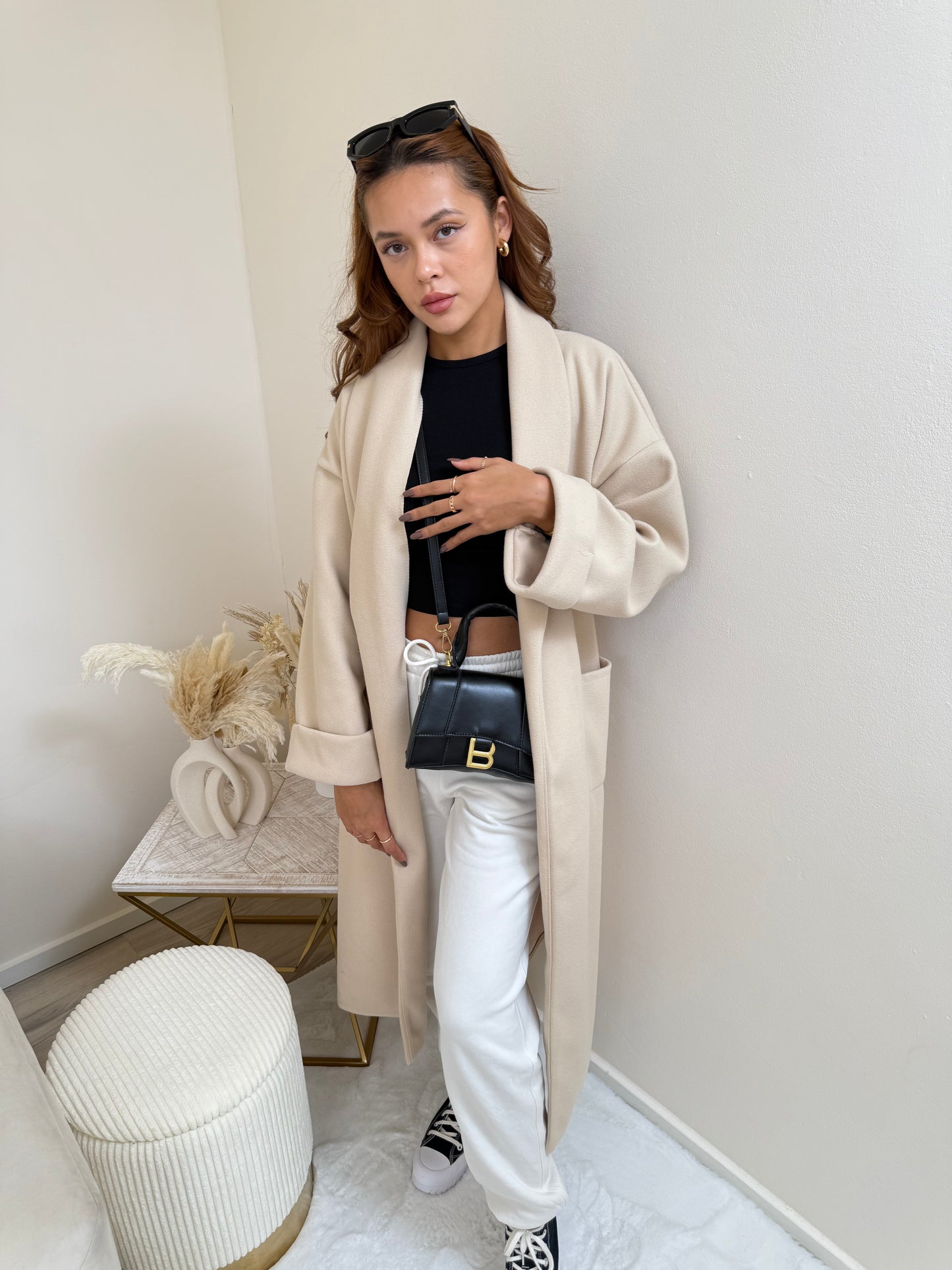 Mantel mit Taschen Beige