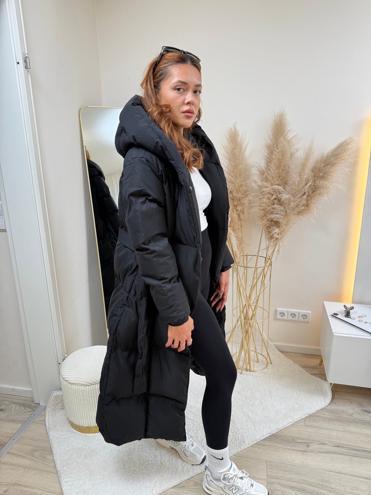 Copperose Winterjacke mit Kapuze und Gürtel