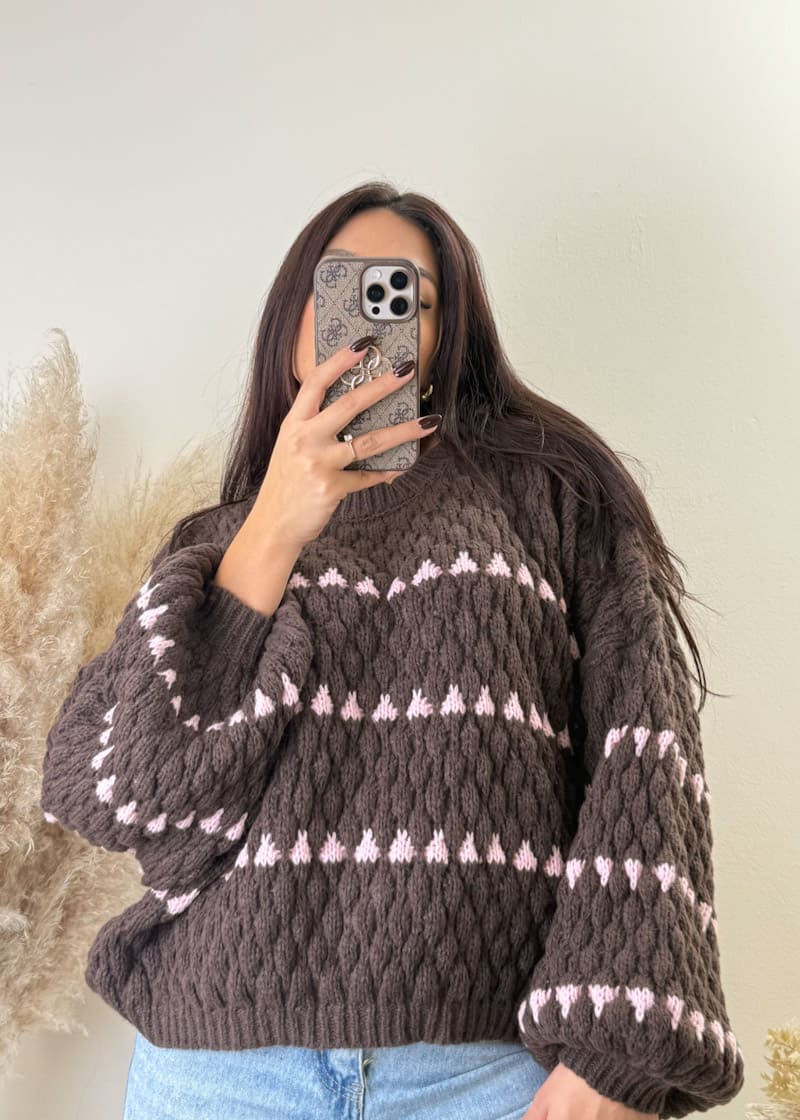 Kurzer Oversize Pullover Braun