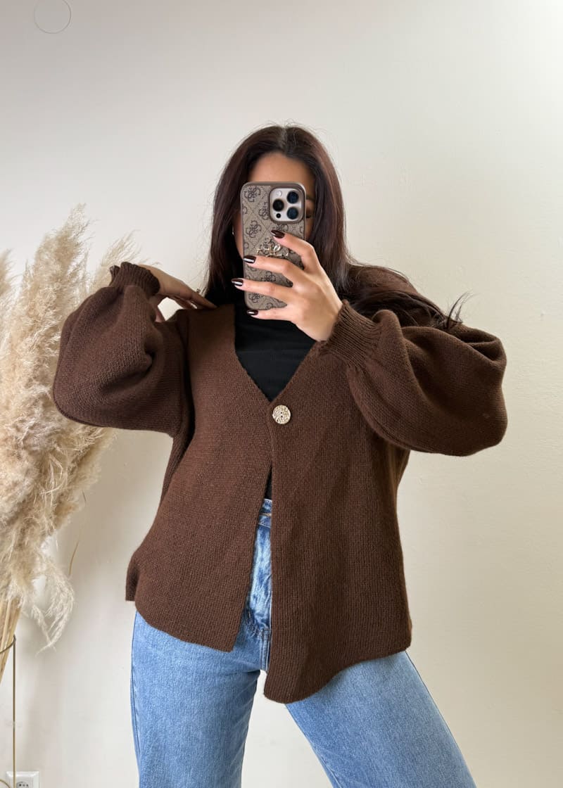 Knopf Cardigan Braun