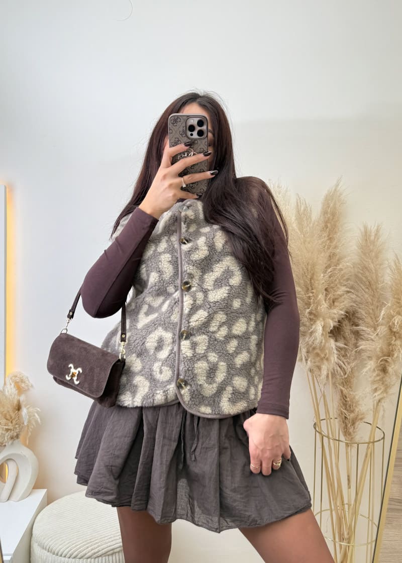 Teddy-Weste Leo Taupe