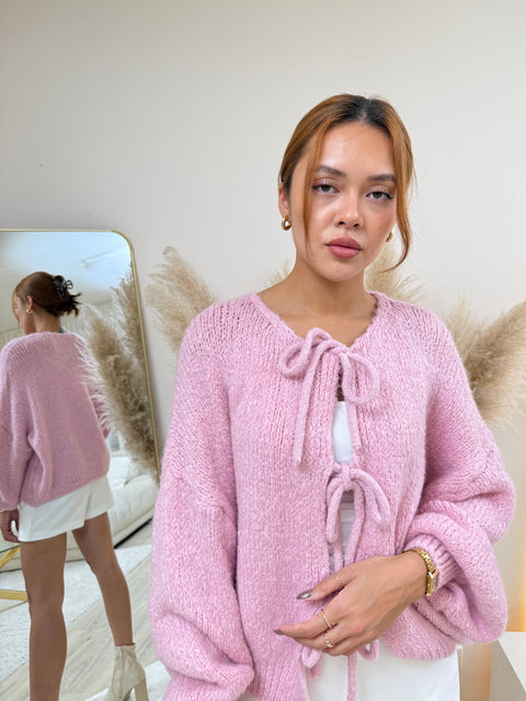 Schleifen-Cardigan Rosa