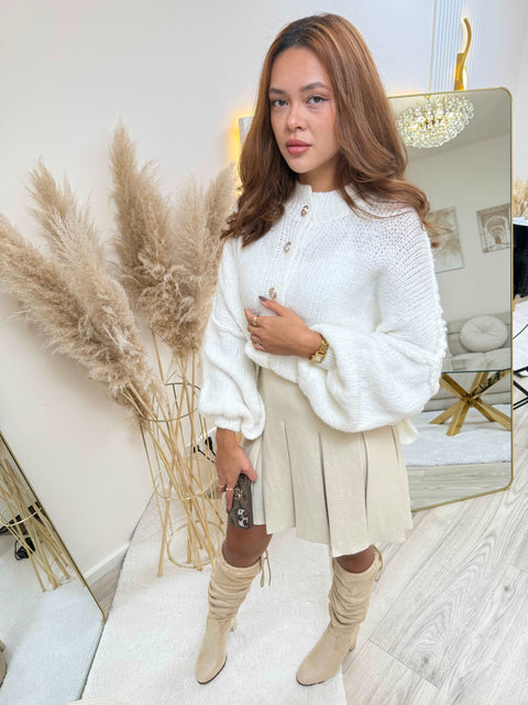 Falten-Strickrock Beige