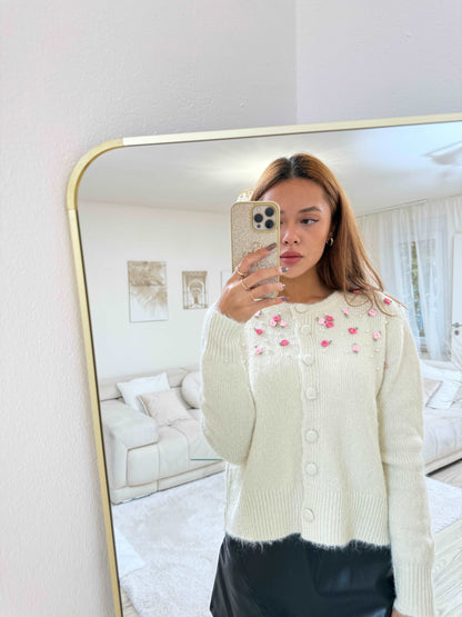 Blumen-Strickjacke