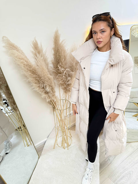 Copperose Winterjacke mit Kapuze Beige