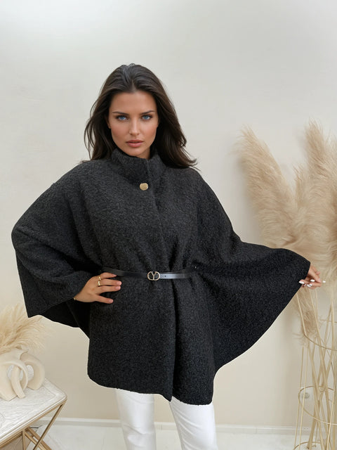 Poncho flauschig Schwarz