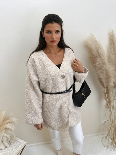 Cardigan mit Gürtel Beige