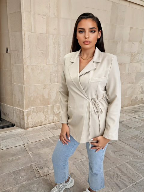 Blazer mit Bindegürtel Beige