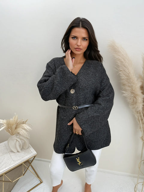 Cardigan mit Gürtel Schwarz