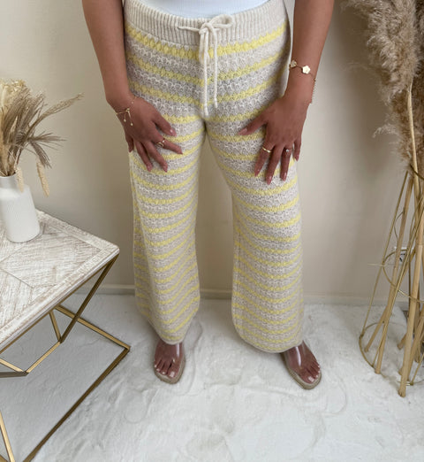 Strickhose Streifen Gelb