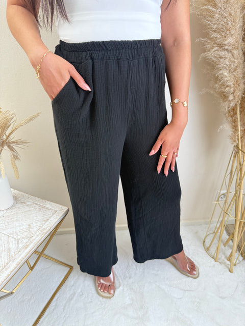 Musselin Hose Schwarz