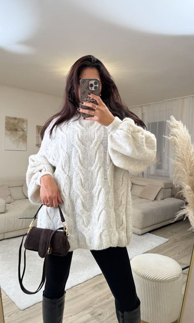 Zopfmuster Pullover Beige