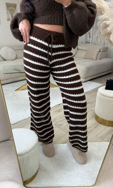 Strickhose Streifen Braun