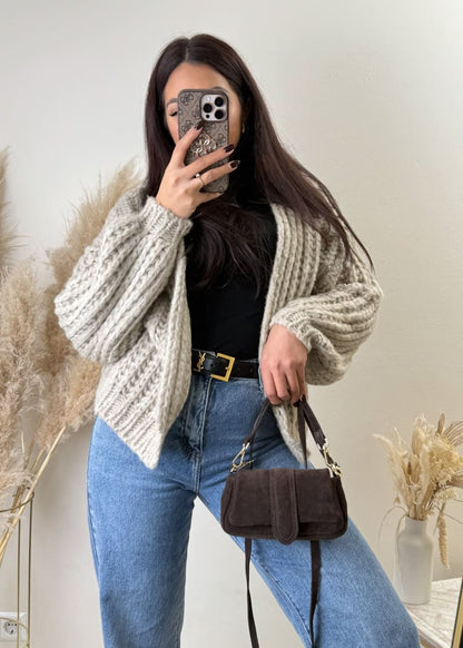 Grobstrick Cardigan Taupe