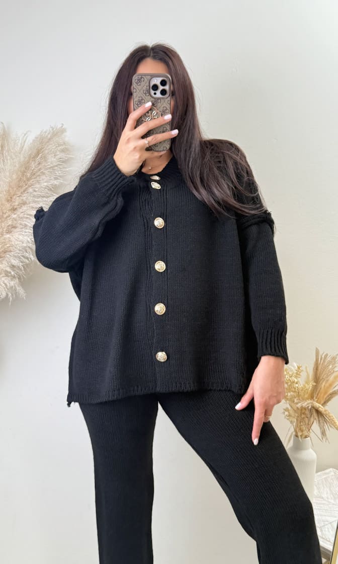 Set mit Goldknöpfen Schwarz