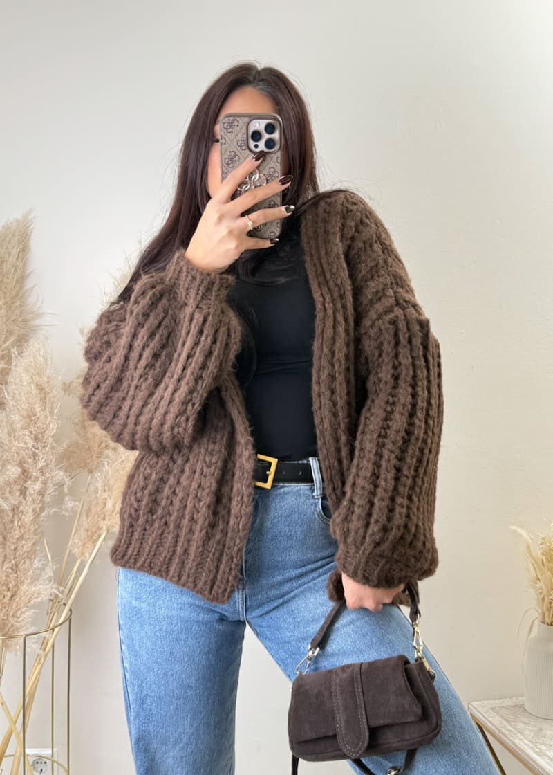 Grobstrick Cardigan Braun