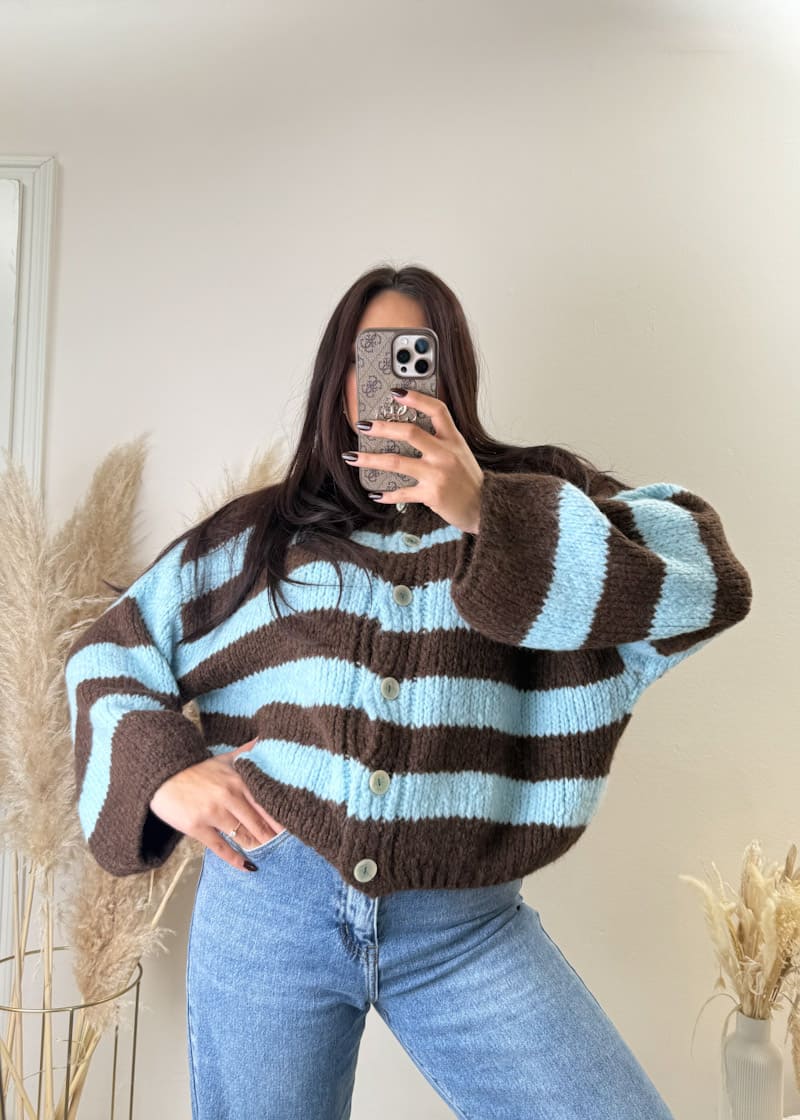 Kurzer Streifen Cardigan
