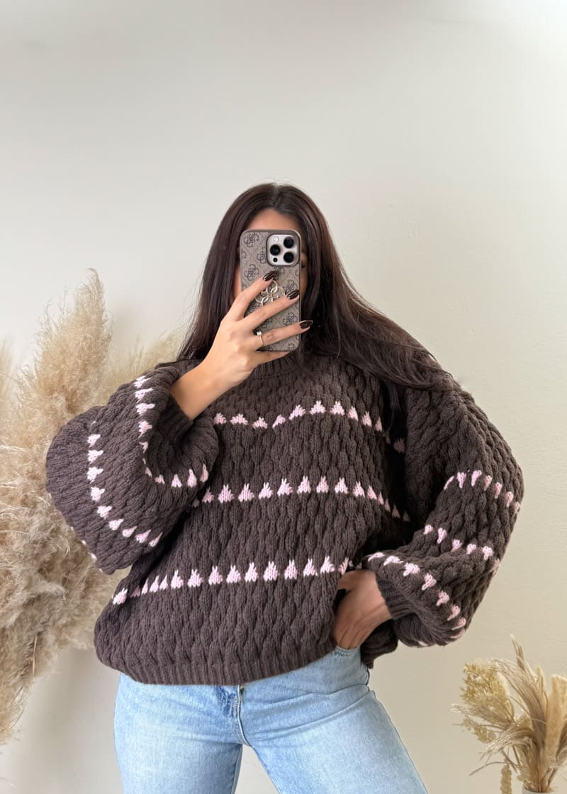 Kurzer Oversize Pullover Braun
