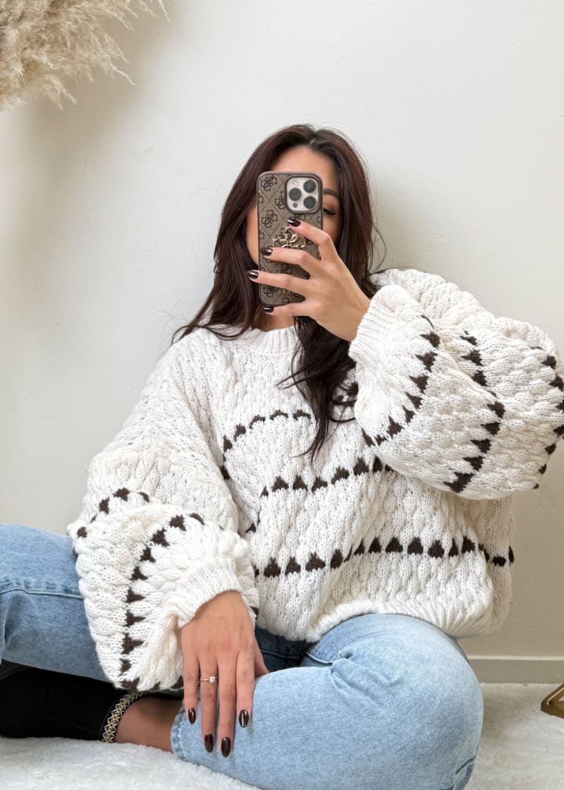 Kurzer Oversize Pullover Beige