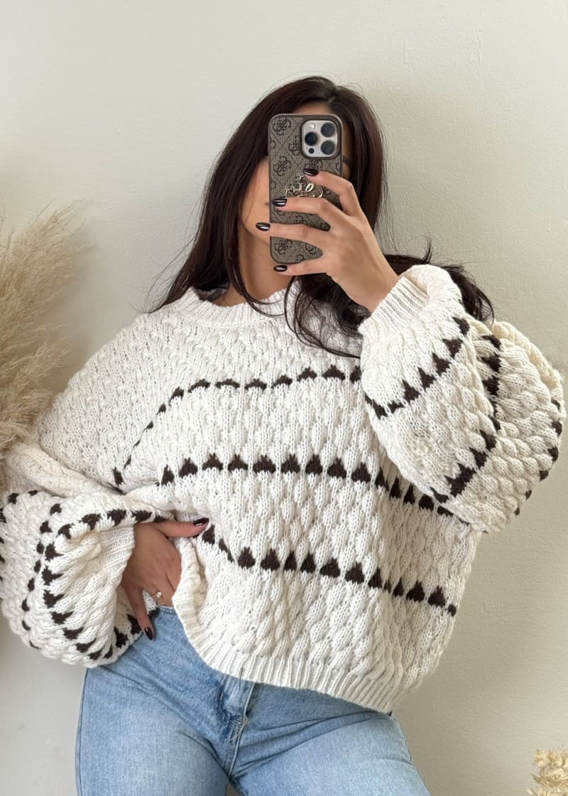 Kurzer Oversize Pullover Beige