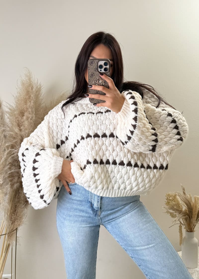Kurzer Oversize Pullover Beige