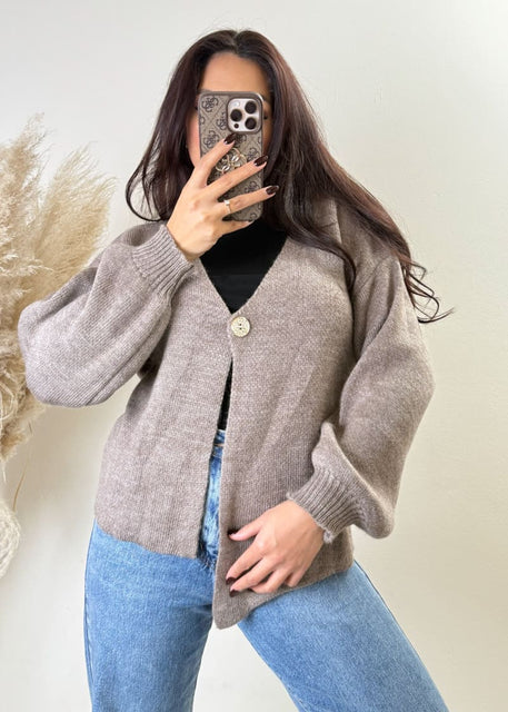 Knopf Cardigan Taupe