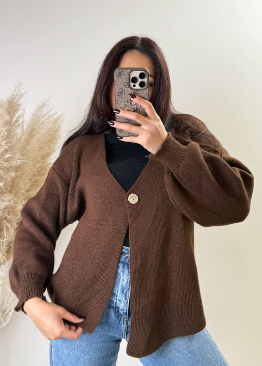 Knopf Cardigan Braun
