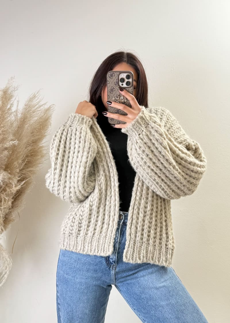 Grobstrick Cardigan Taupe