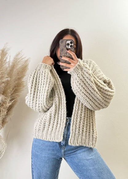 Grobstrick Cardigan Taupe