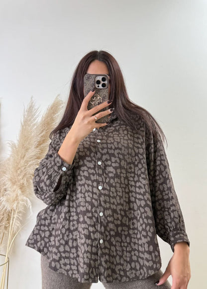 Leo Musselin Bluse Braun