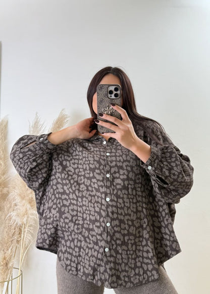 Leo Musselin Bluse Braun