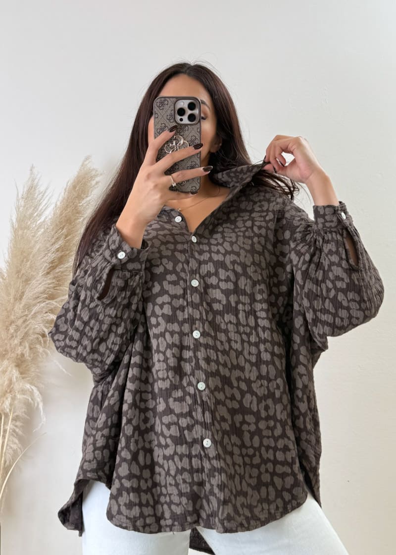 Leo Musselin Bluse Braun