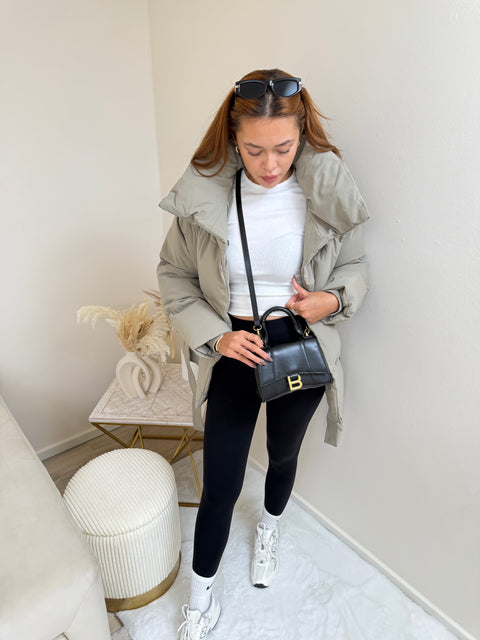 Copperose Winterjacke mit Gürtel Taupe