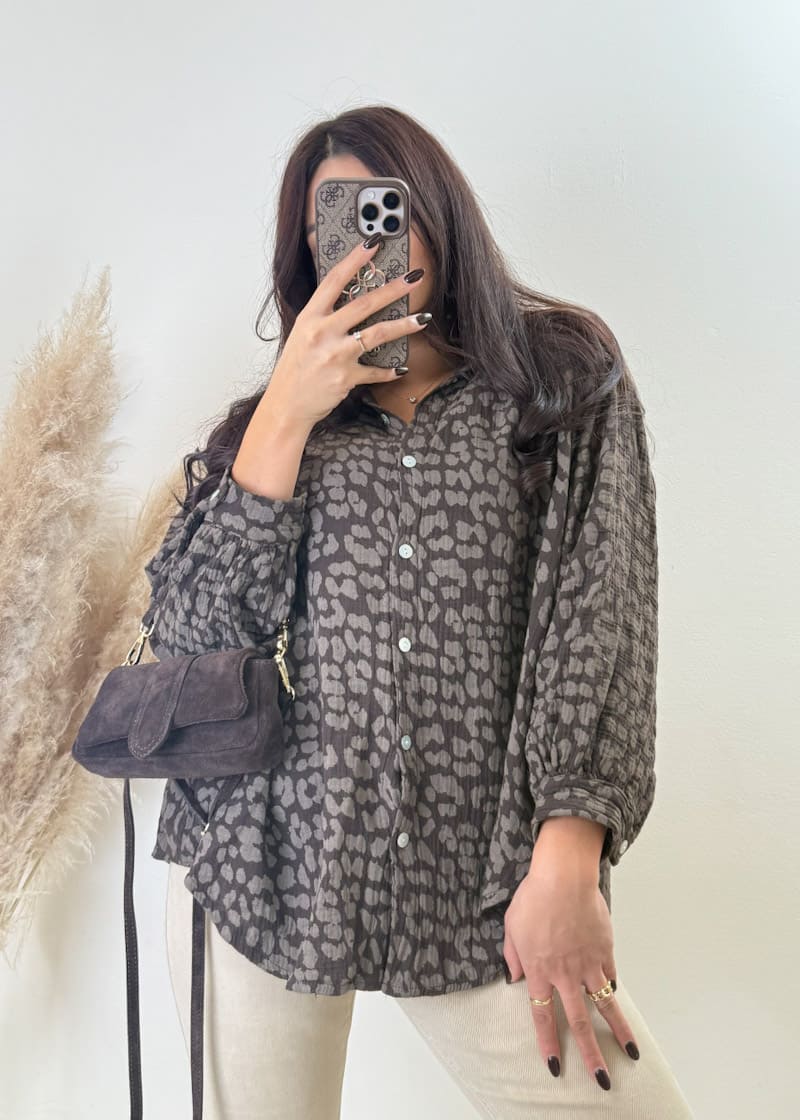 Leo Musselin Bluse Braun