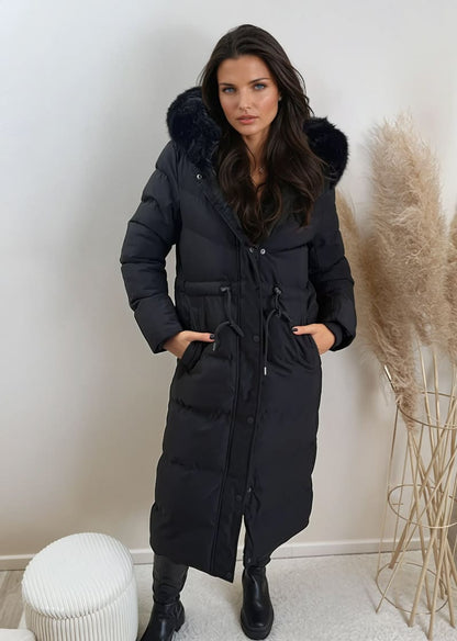 Parka mit Kunstfell Schwarz