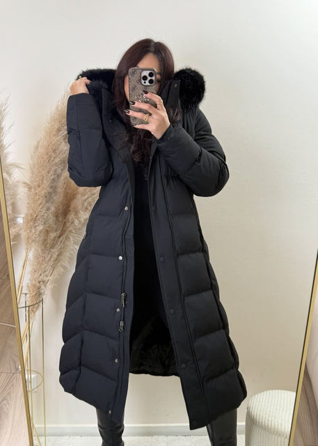Lange Winterjacke Schwarz