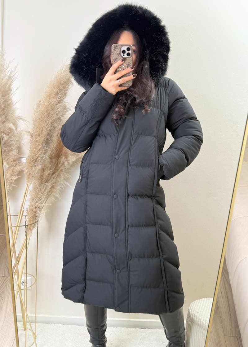 Lange Winterjacke Schwarz