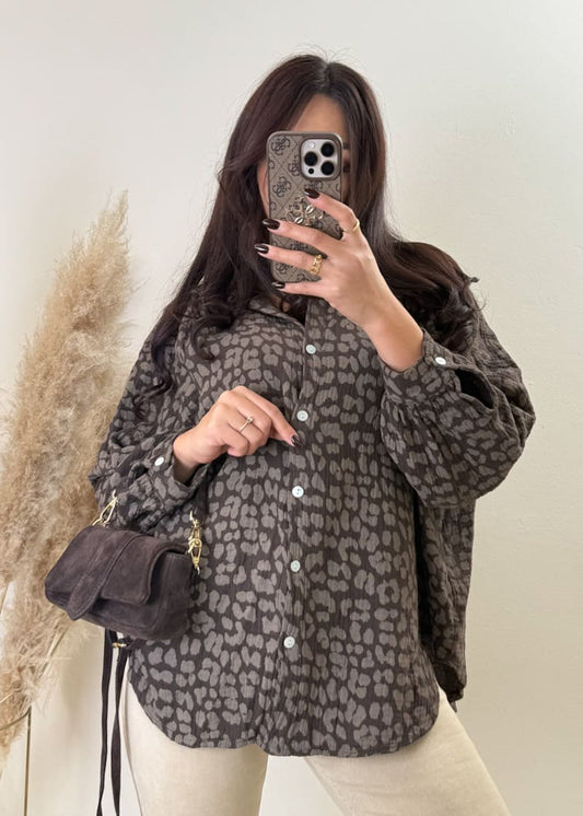 Leo Musselin Bluse Braun