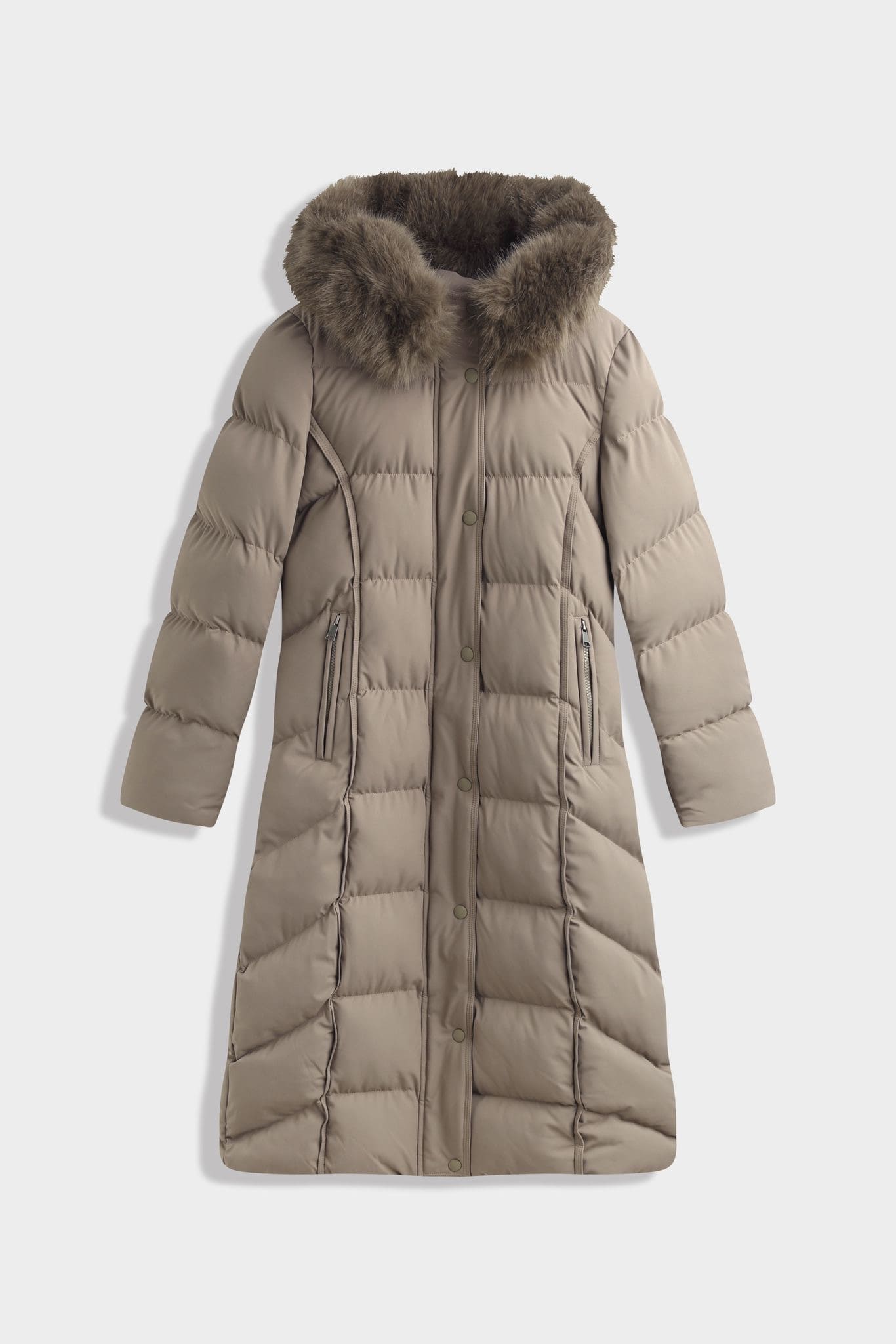 Lange Winterjacke Taupe