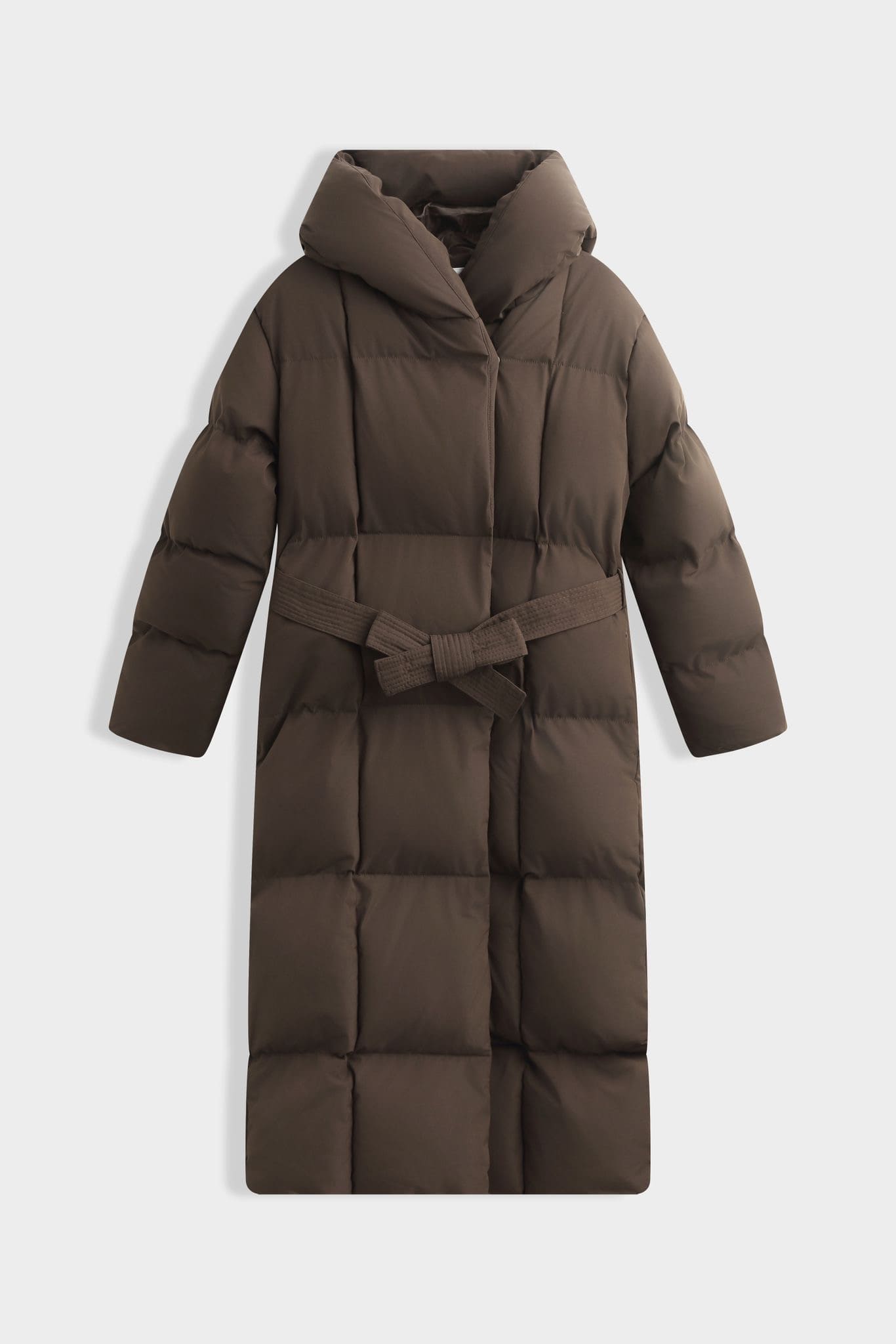 Copperose Winterjacke mit Kapuze und Gürtel Braun