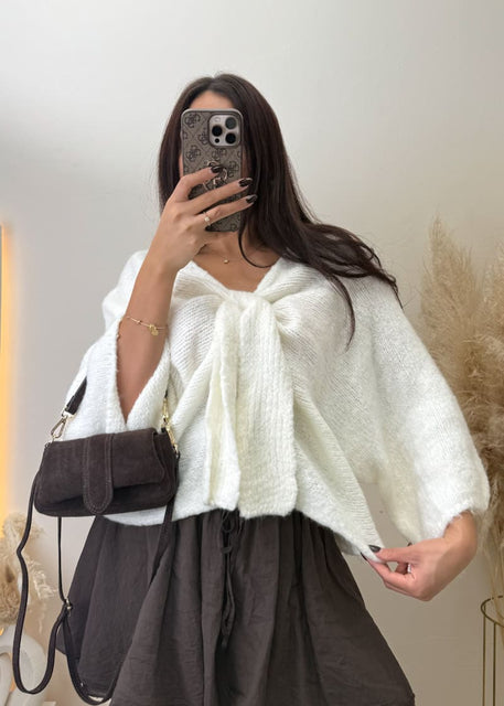 Schleifen Pullover Weiß