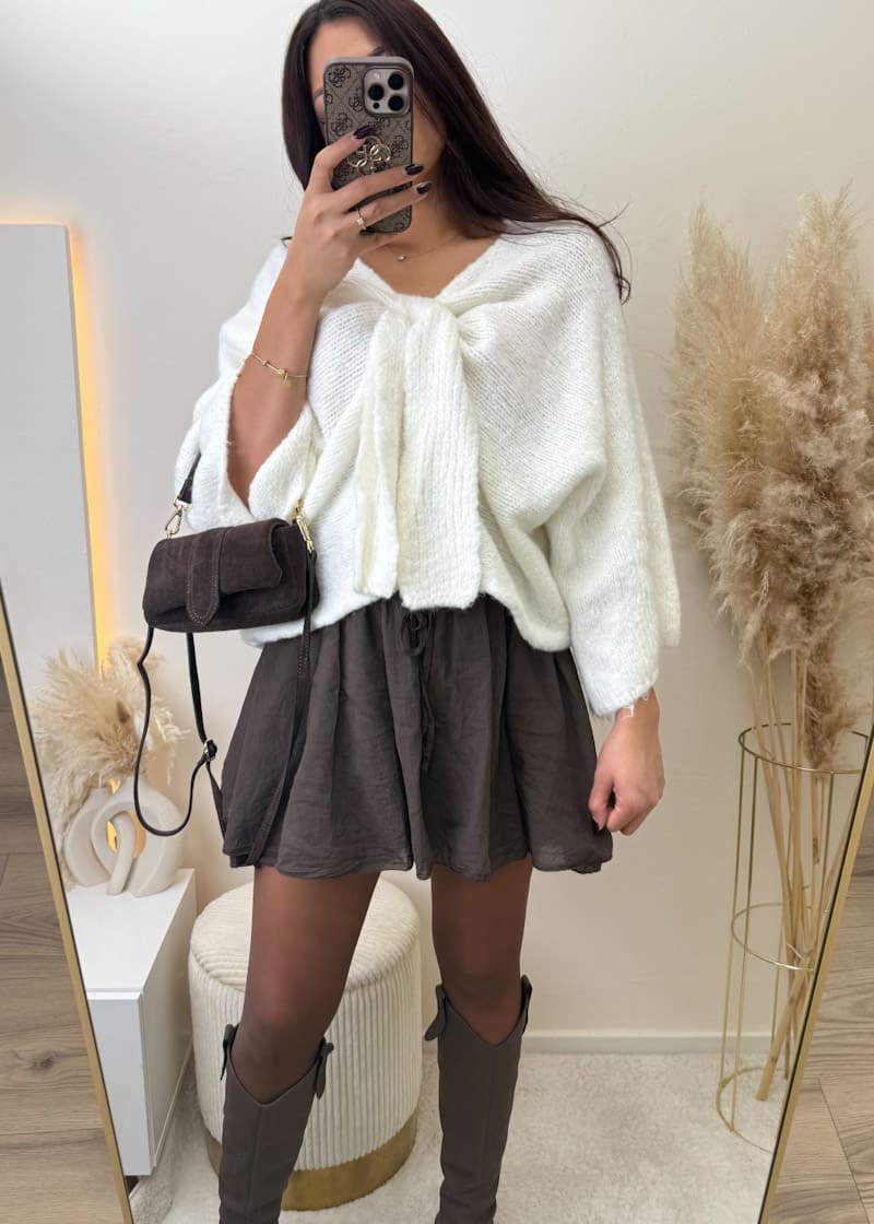 Schleifen Pullover Weiß