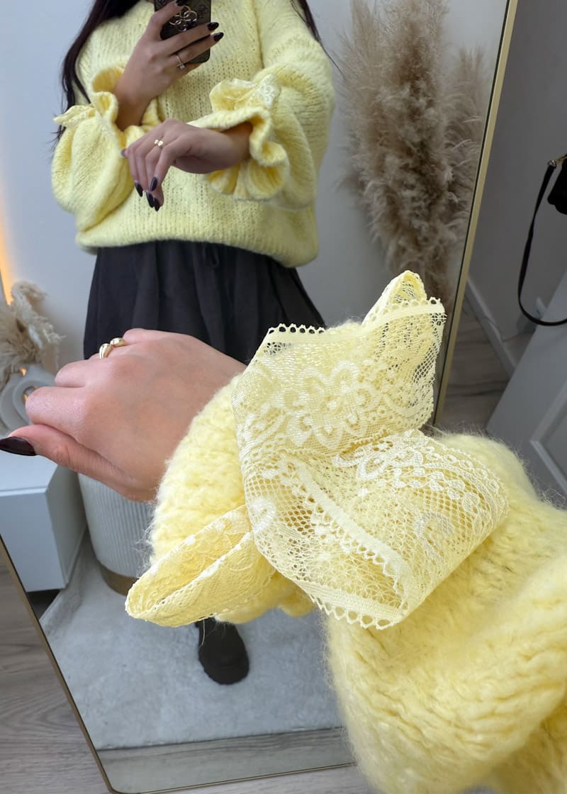 Oversize Pullover mit Schleifenärmeln Gelb