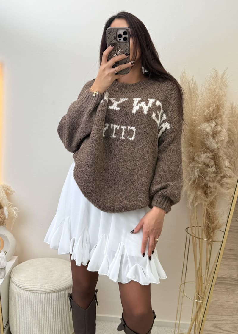 New York City Pullover Braun