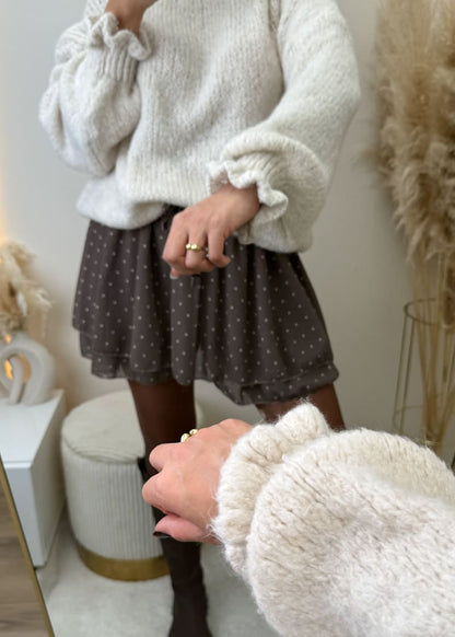 Rüschen Pullover Beige