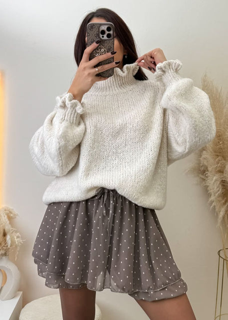 Rüschen Pullover Beige