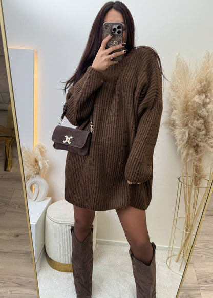 Langer Strick Pullover Braun