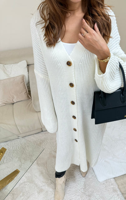 Strickkleid zum Knöpfen Weiß