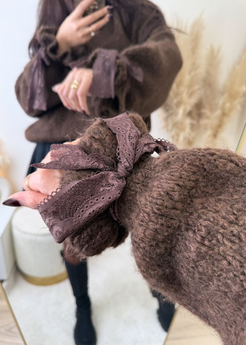 Oversize Pullover mit Schleifenärmeln Braun